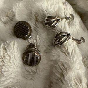 Vintage Ralph Lauren LL Gold/Silver Tone Earrings & Silver Screw back Earrings